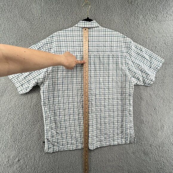 Pineapple Connection Shirt Mens Large Short Sleeve Seersucker Gingham Button Up - Picture 10 of 13